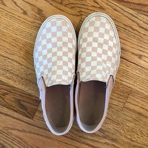Mauve/pink colored checkered Vans